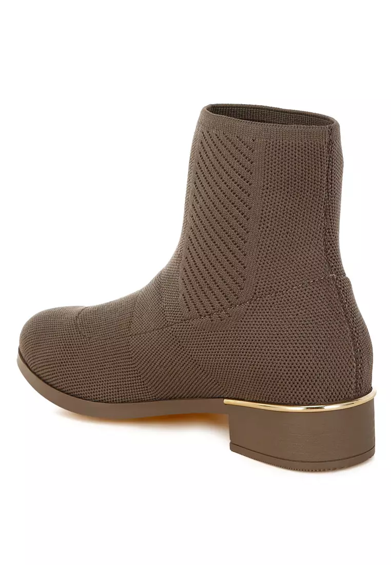 Knitted Sock Boots in Taupe