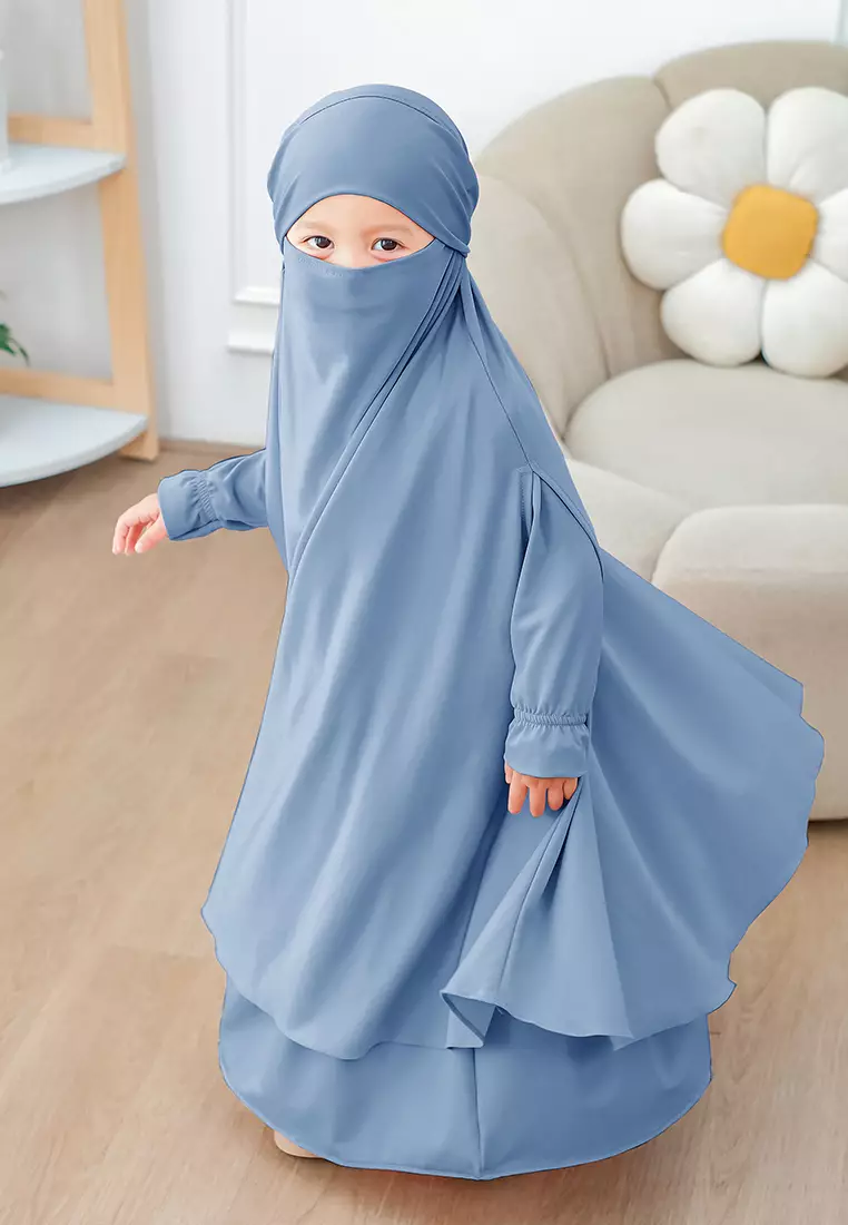 Alyafa Khimar One set Syari | Set Dress Gamis Syari Cadar - Anak - XL