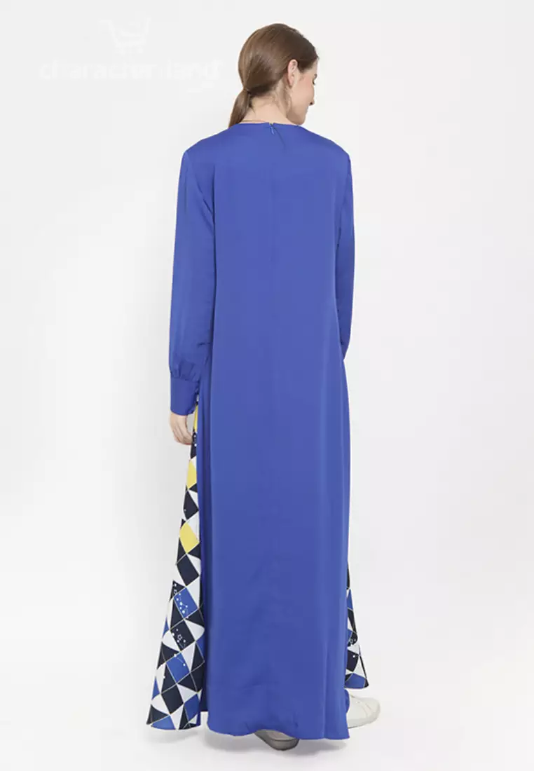 Doraemon Geometric Pattern Dress Blue