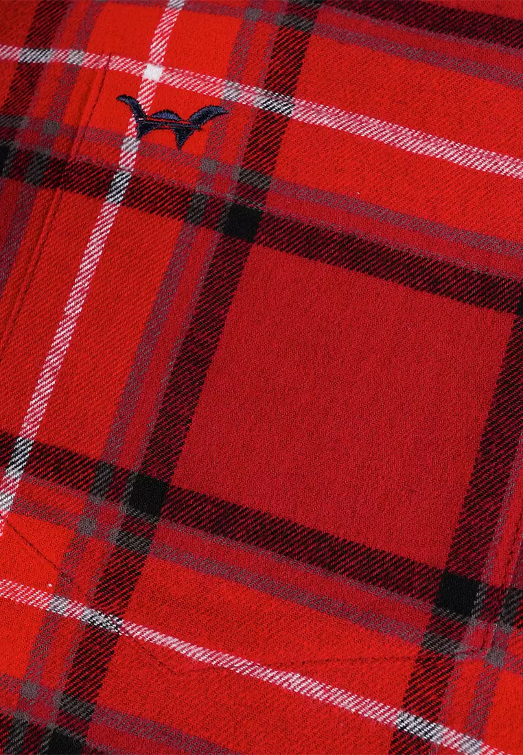 ABNER - RED BLUE Kemeja Flannel Casual Pria Lengan Panjang LS - Top Man Shirt