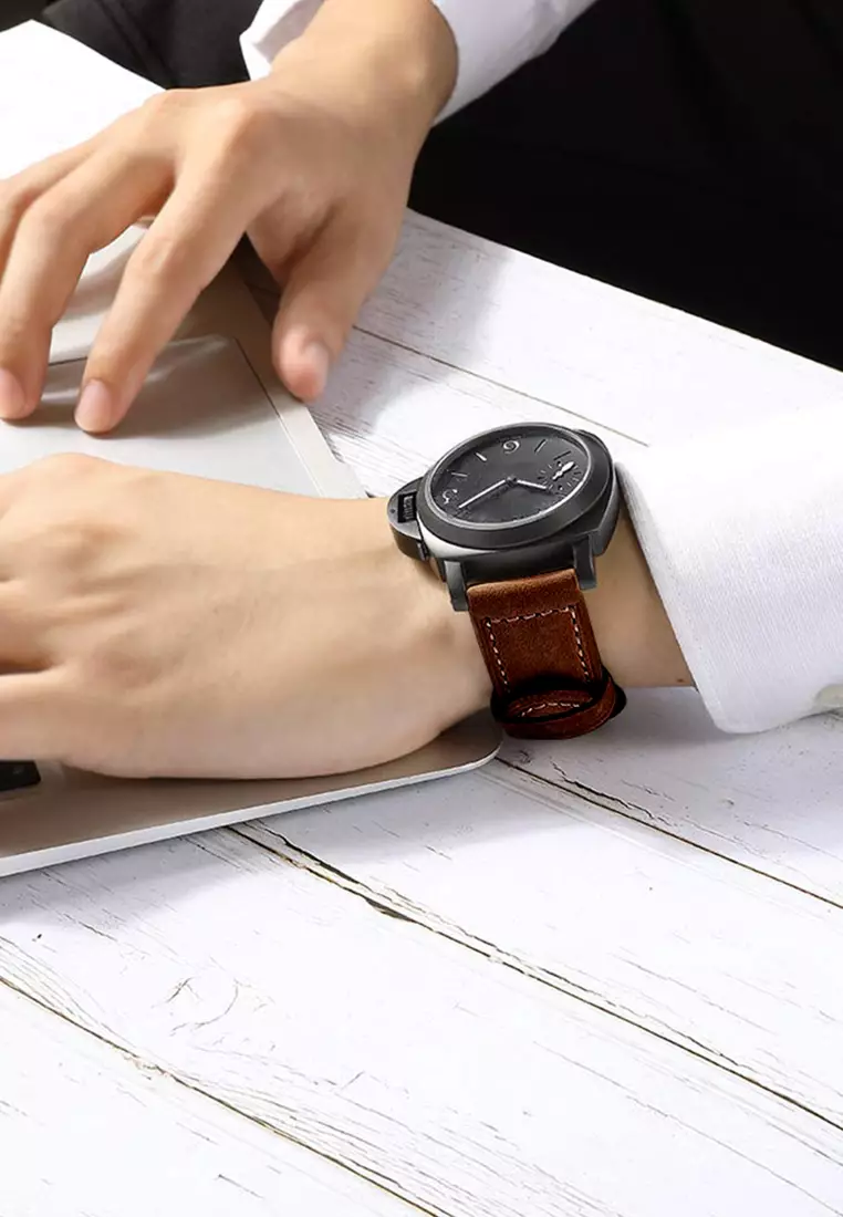 Tali Jam Watch Strap Tali Kulit Pria Buram Leather Strap 22mm Jam Tangan Kulit kopi