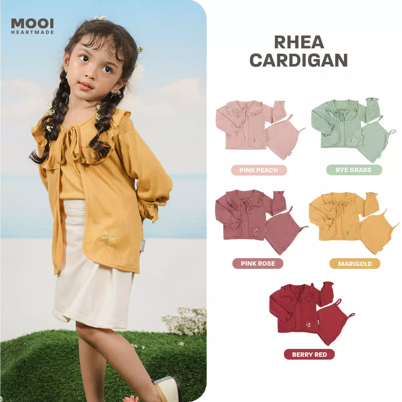 Mooi Cardigan Anak Two Pcs Rhea Cardigan - Marigold