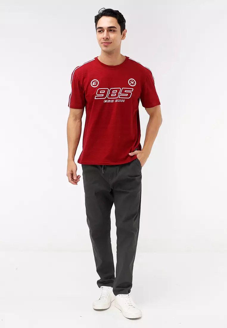 Round Neck Streaky Short Sleeves T-Shirt