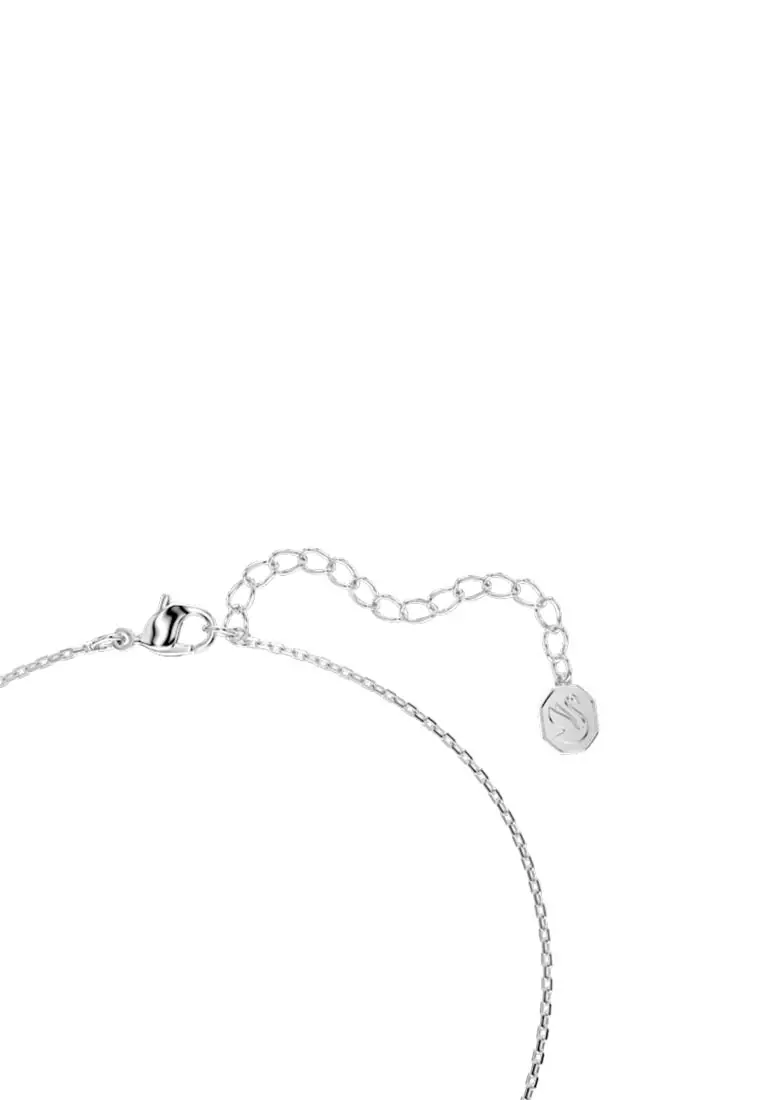 Bella V Pendant, Round Cut, Pink, Rhodium Plated