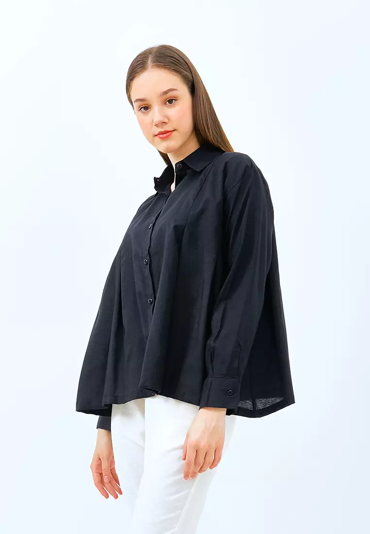 Jual Julia Owers Baju Blouse Wanita ATSUKO Black Original 2024