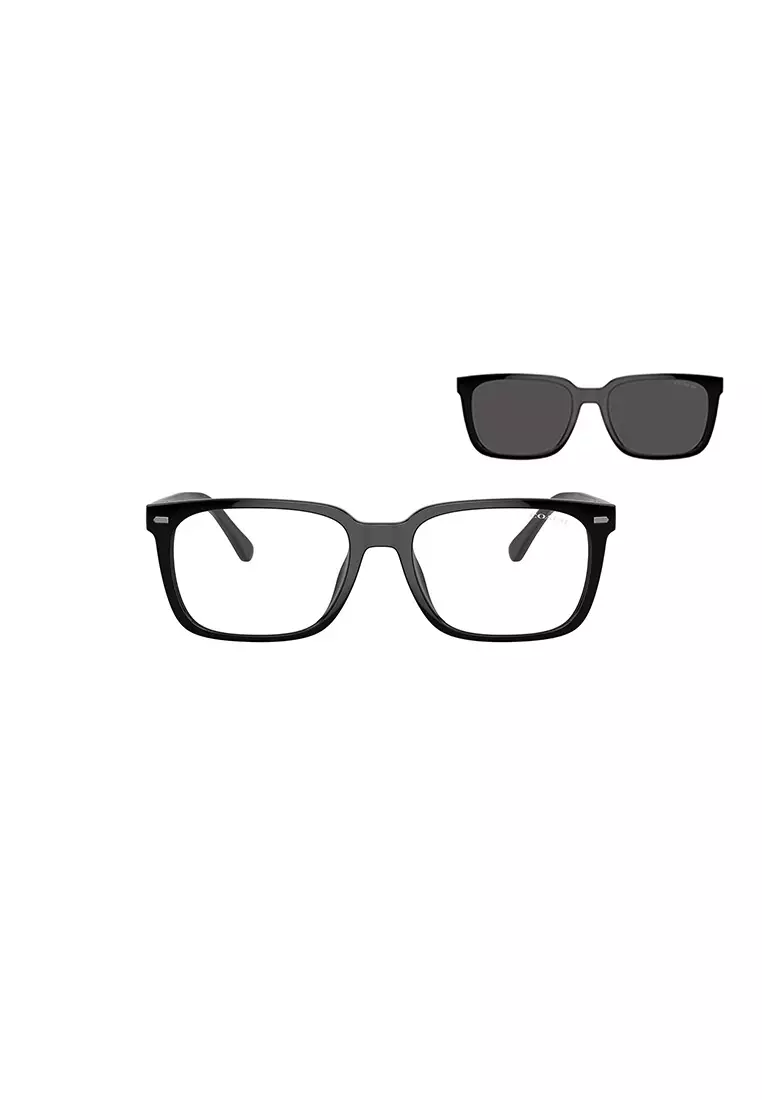 Men's Rectangle Frame Black Injected Clip On Sunglasses - HC8357U