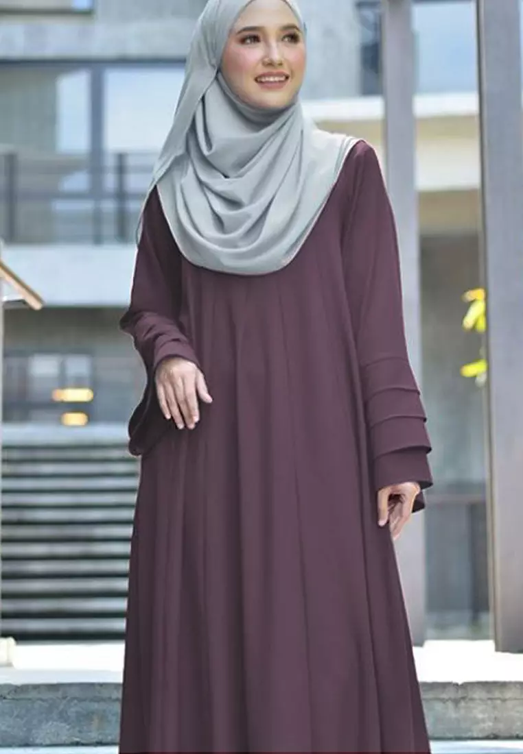 Laura Abaya Long Dress in Dusky Orchid Purple