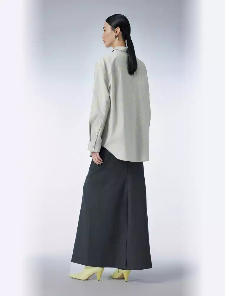 Long Sleeve Collared Printed Shirt