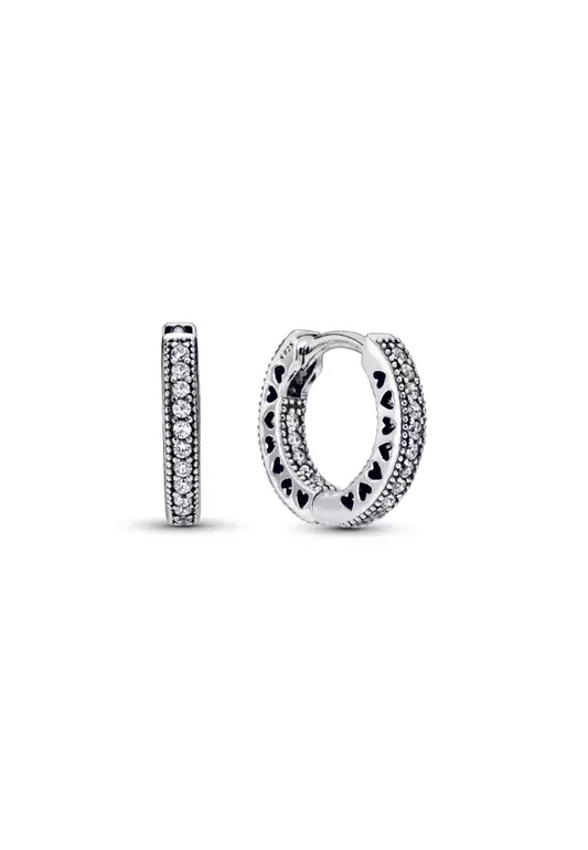 Pavé Heart Hoop Earrings