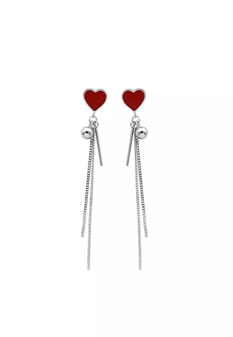 Buy LYCKA LDR3142 9.5mm 77mm Classic Red Heart Earrings 2023