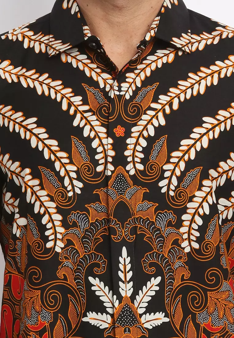 MAGINOT GASENDRA BLACK Batik Slim Fit Lengan Panjang