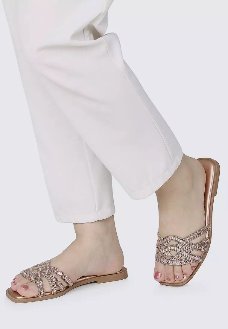 Rora Comfy Sandals In Rose Gold