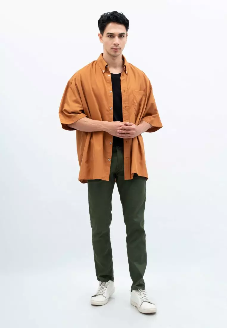 Houseofcuff Kemeja Oversize Jumbo Lengan Pendek Pria Unisex Mustard