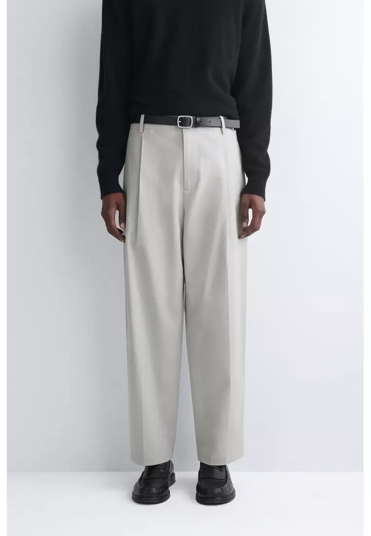 CROPPED COTTON RELAXED-FIT STRAIGHT-LEG TROUSERS