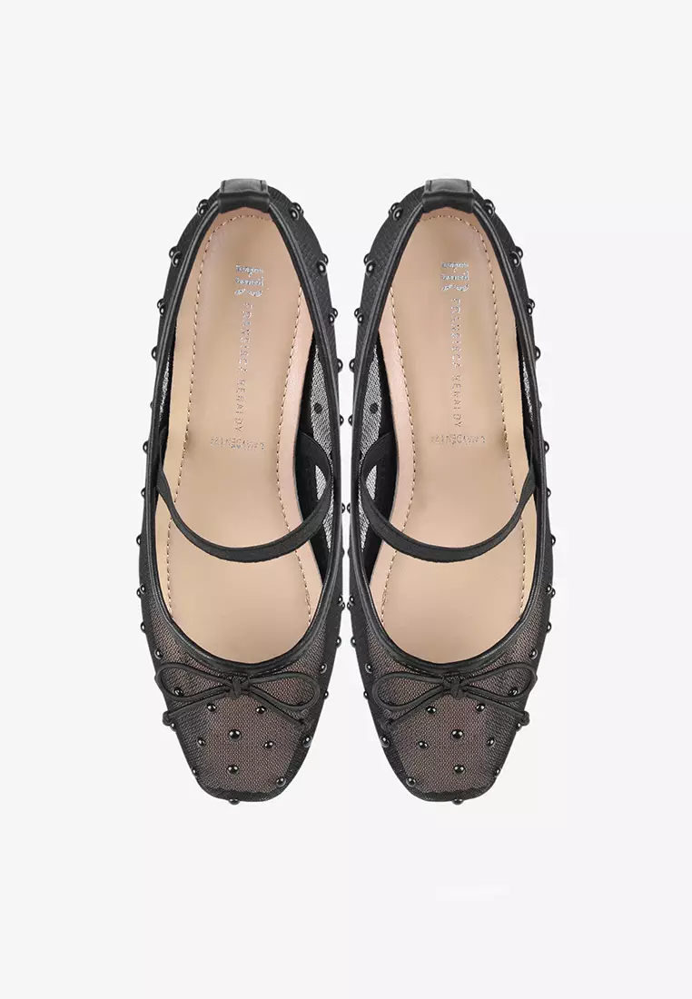 Flat Shoes Ballet Wanita Transparan L.Mayden Black