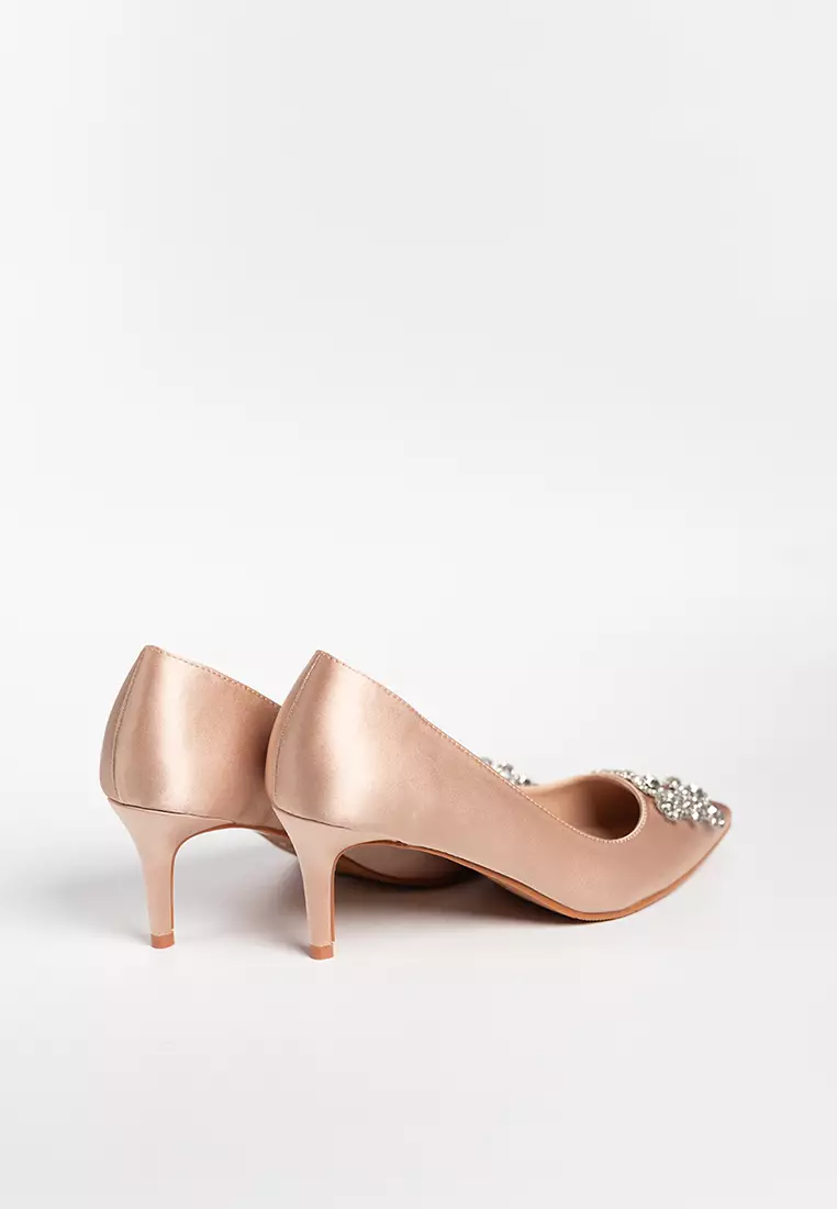 Joy Satin Rhinestone Heels