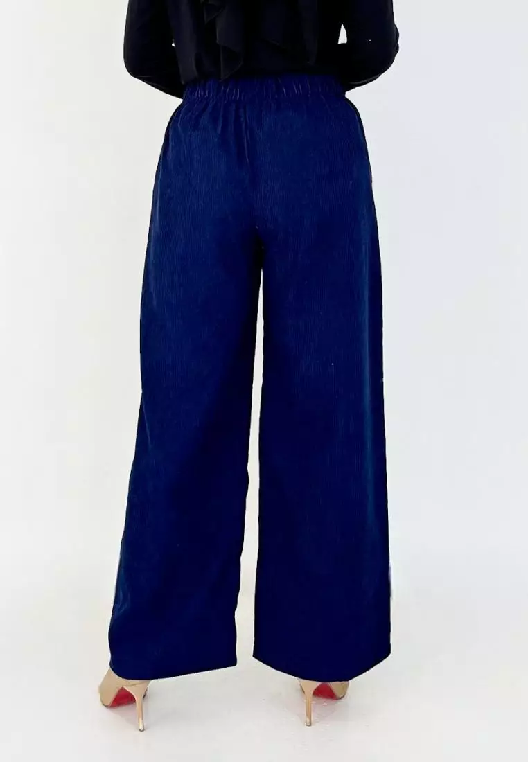 Keily Pants - Celana Palazzo Corduroy NAVY