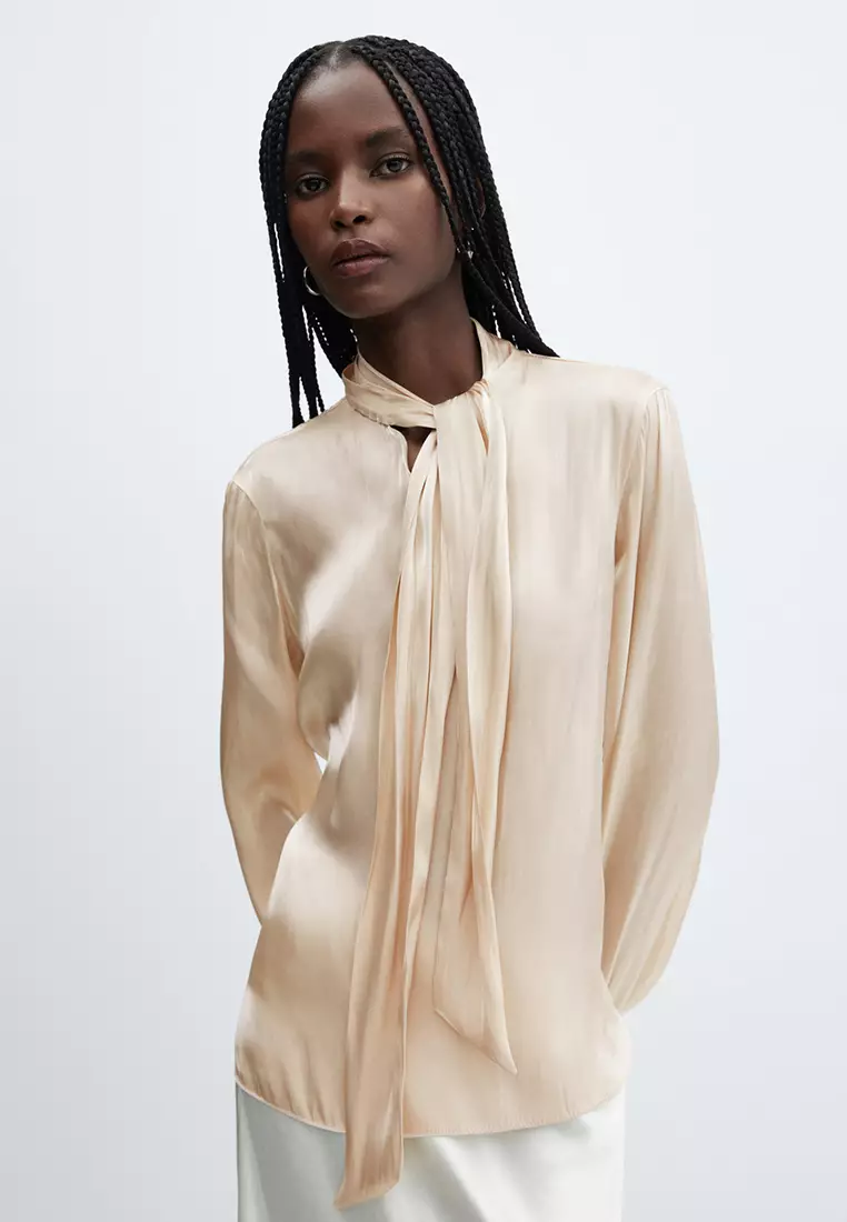 Gold silk satin store blouse