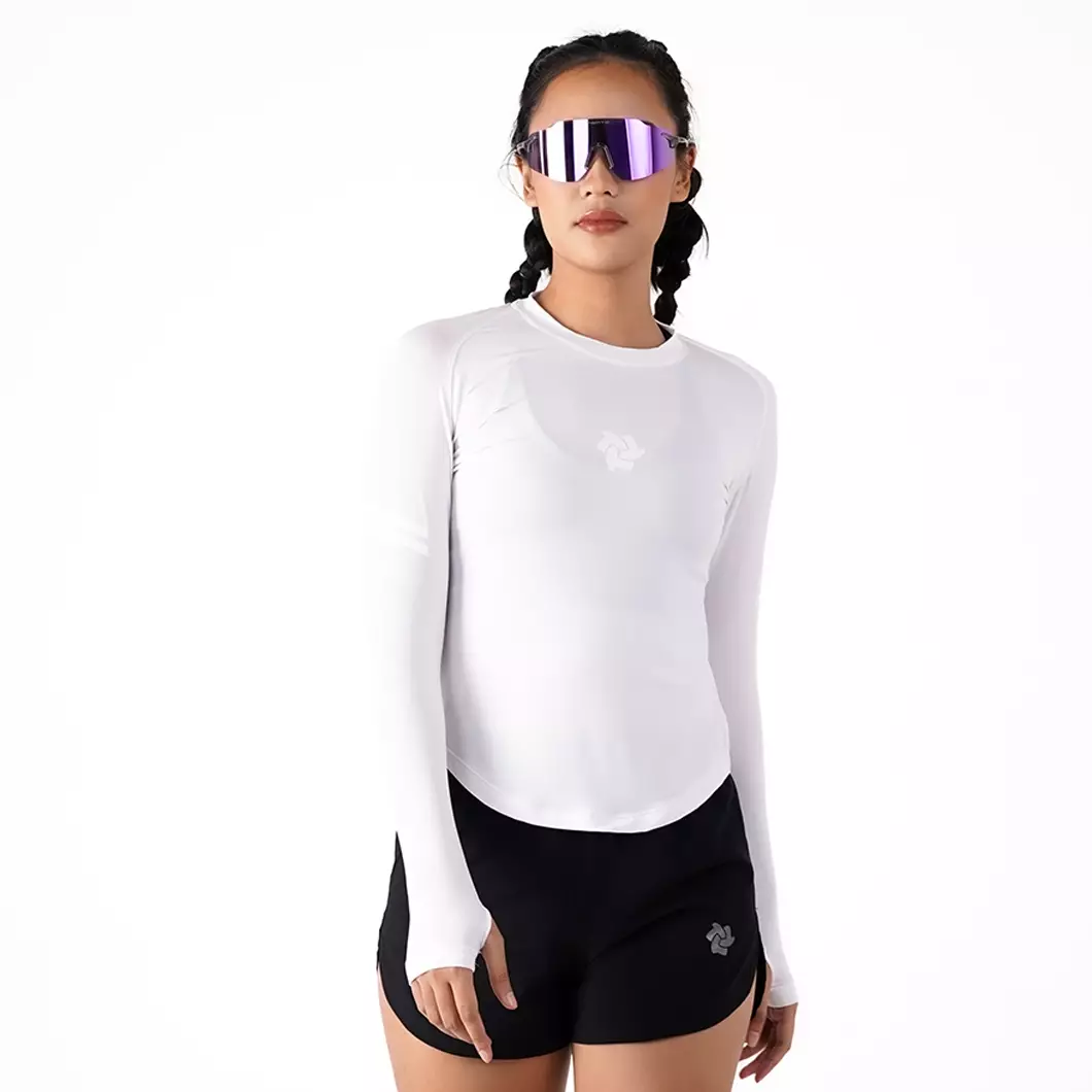 Tiento Jersey Running Women Kaos Olahraga Wanita Lengan Panjang Baju Lari Quick Dry South Pure White