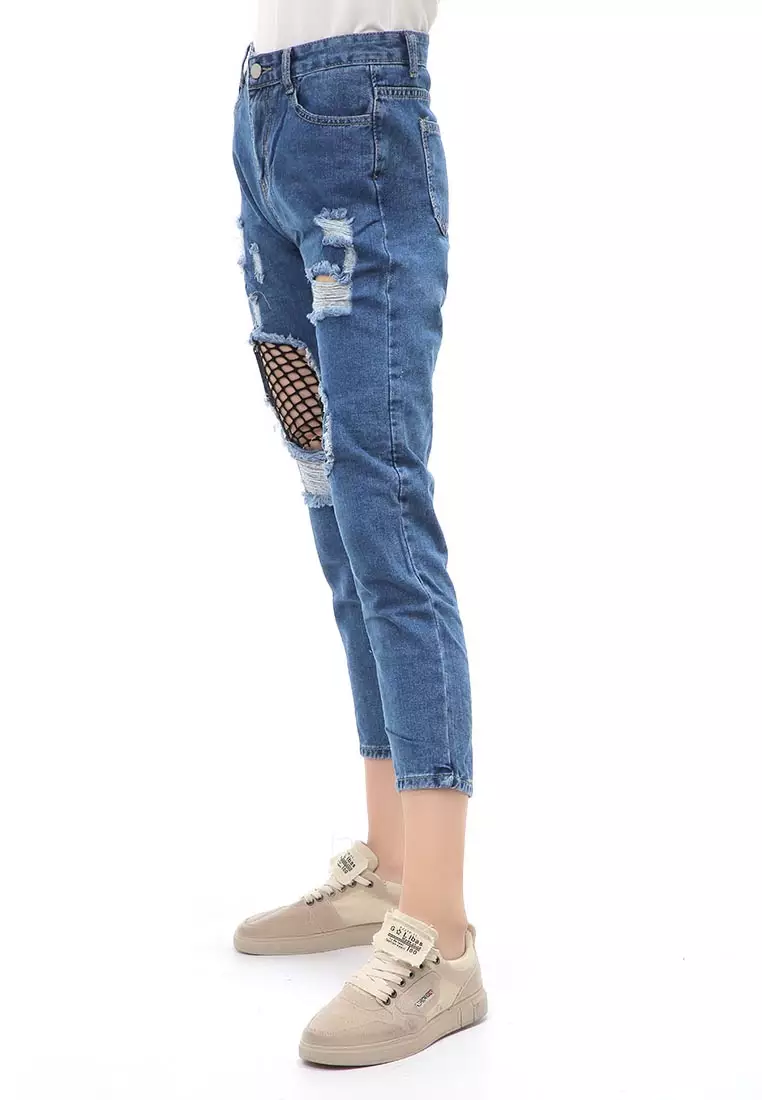 Jourel Long Pants Celana Panjang Ripped Jeans Wanita Material Denim ORIGINAL - Blue