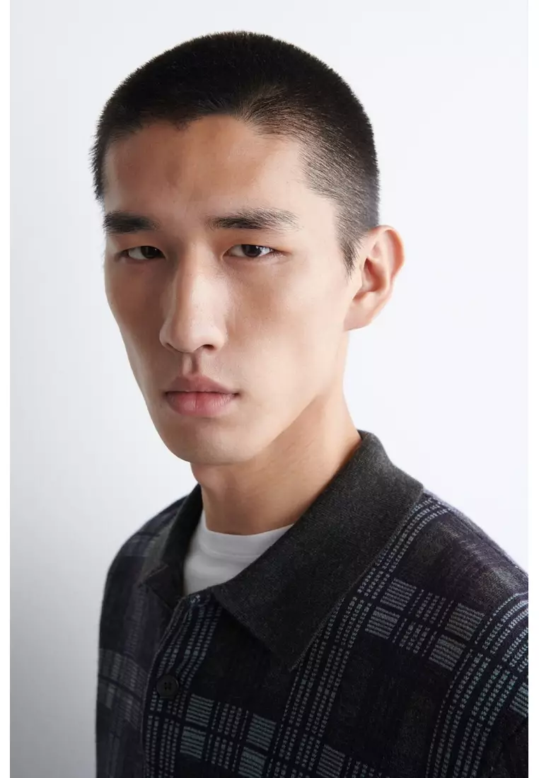 MERINO WOOL-JACQUARD POLO JUMPER