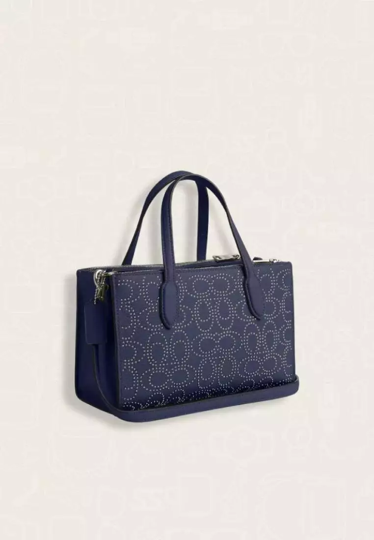 Coach Nina Small Tote Bag With Signature Rivets True Navy