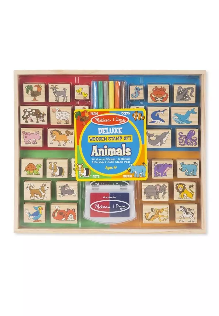 Melissa and Doug Deluxe Wooden Stamp Set Animals 2024 Buy