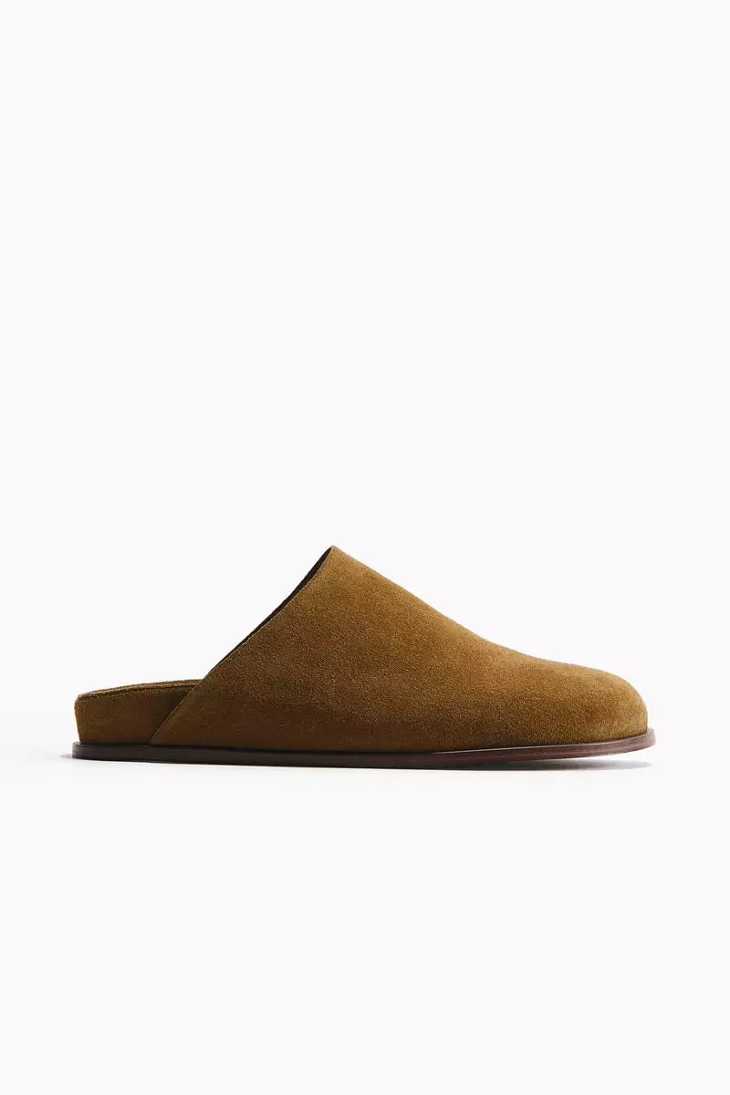Suede footbed mules