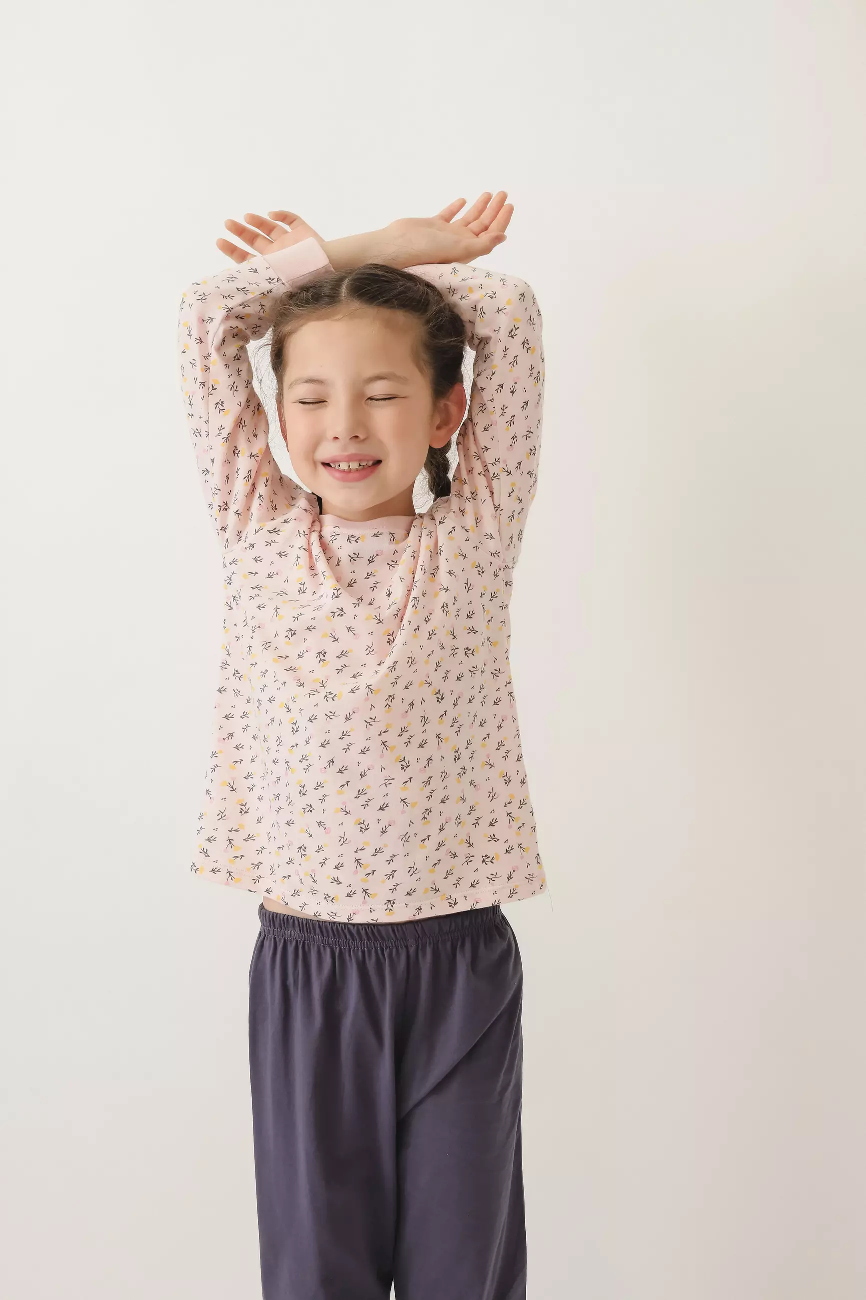 Pito Kids Set Piyama Panjang Anak Flora Dark Grey 1-8 Tahun