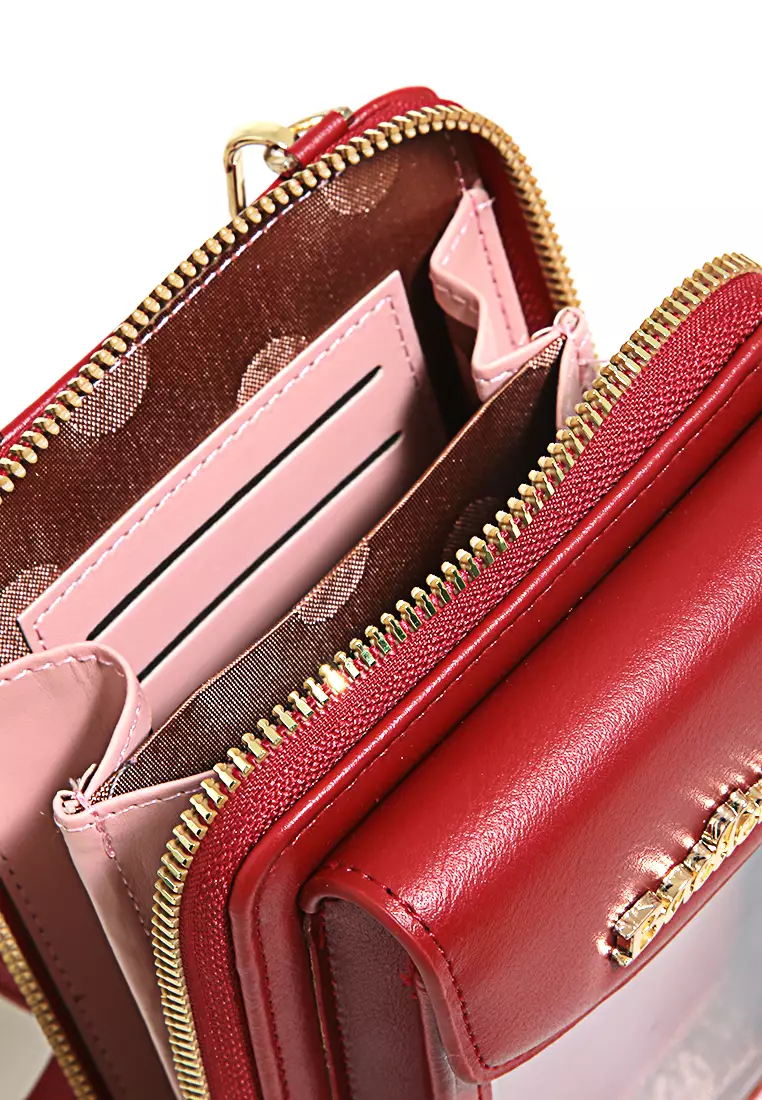 Sling Bag Wanita Tas Selempang Handphone Transparent Design Many Slot Material Leather ORIGINAL