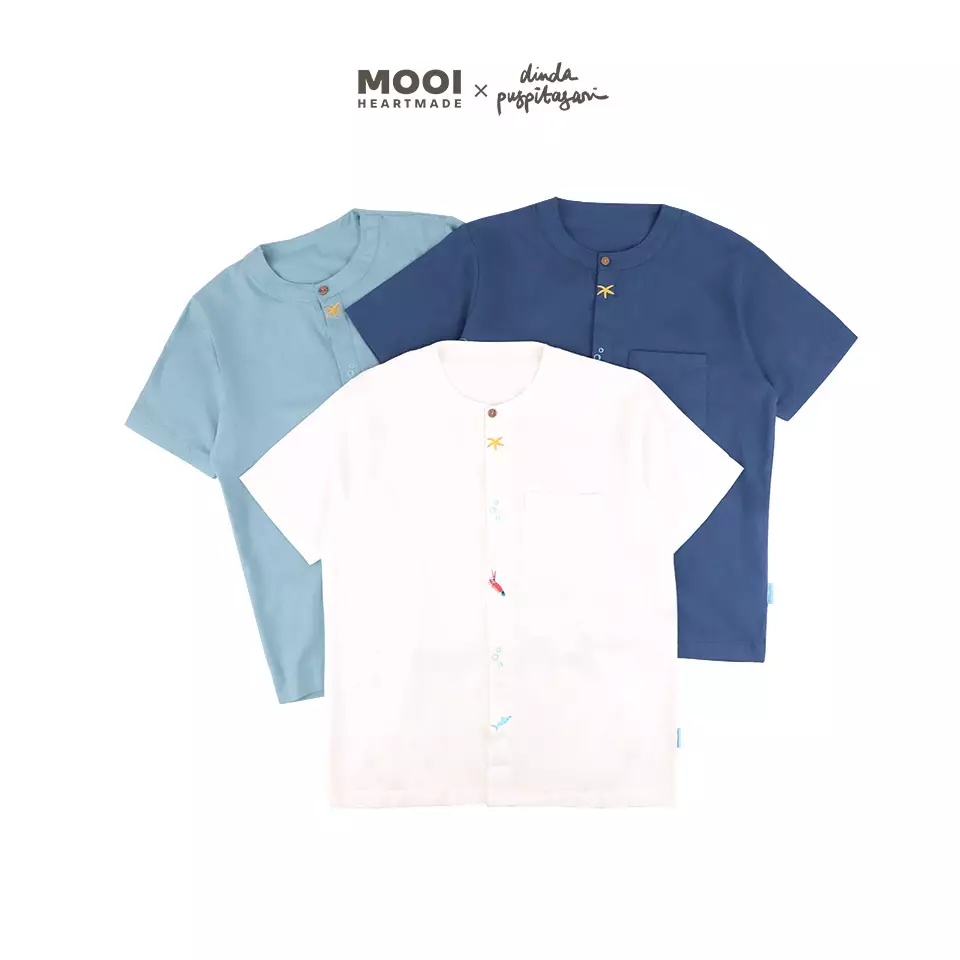 Mooi X Dinda Puspitasari Kemeja Dewasa Glen Pocket Shirt Adult - Dusty Blue