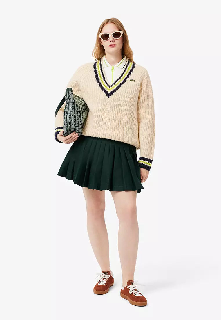 Oversized Wool V Neck Tennis Sweater