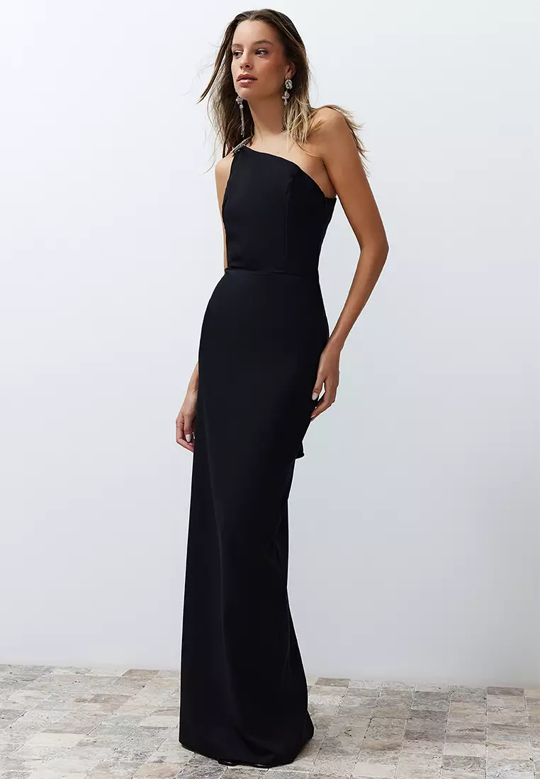 Woven Long Evening Dress with Accessories