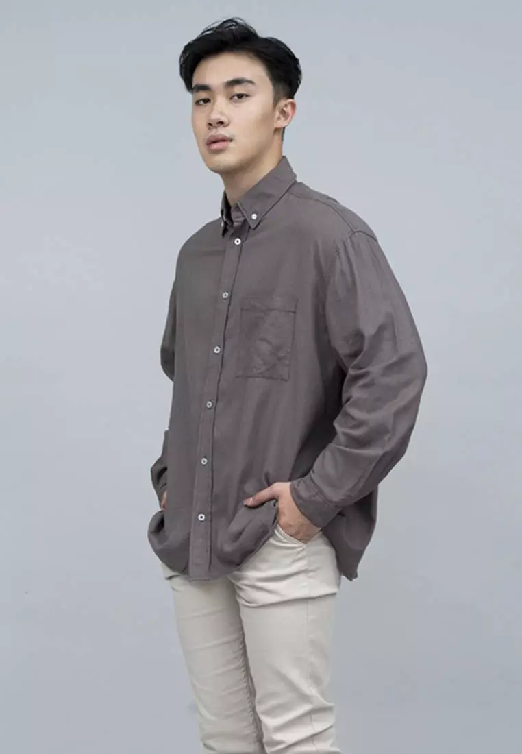Houseofcuff Kemeja Pria Oversize/Outer Linen Look Unisex Abu Tua
