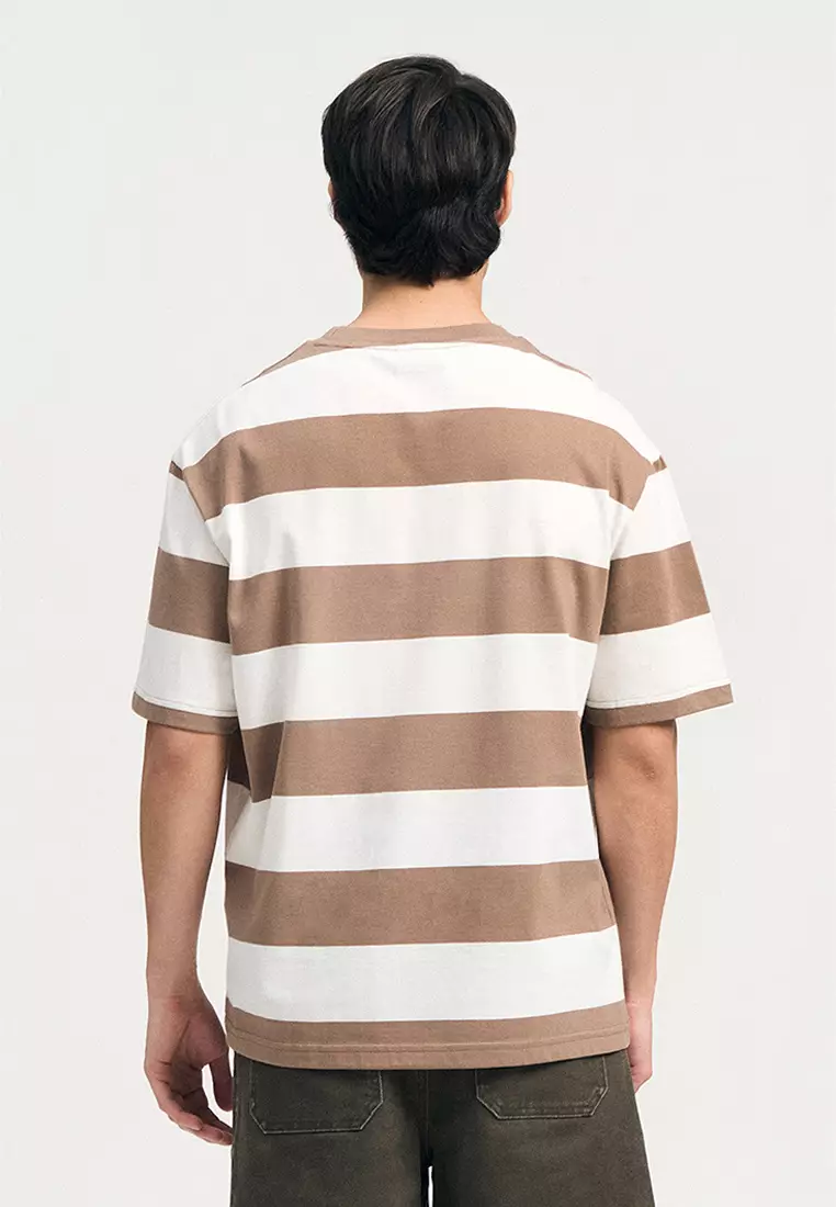 Relaxed Fit Striped T-Shirt with Embroidery