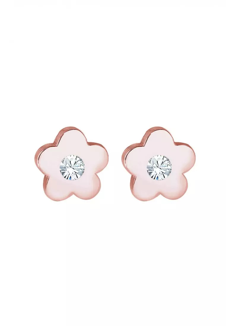 Anting Earrings Perak 925 Lapis Rose Gold Anak Bunga