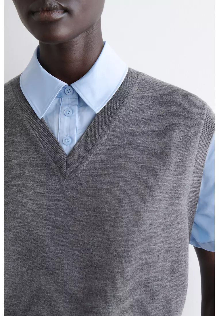 LAYERED MERINO WOOL SHIRT VEST