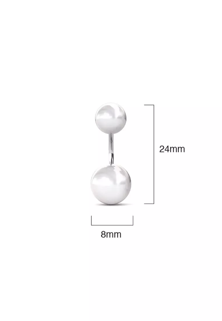 White Gold Duo Pearl Stud Earrings Embellished with SWAROVSKI® Crystal Pearl