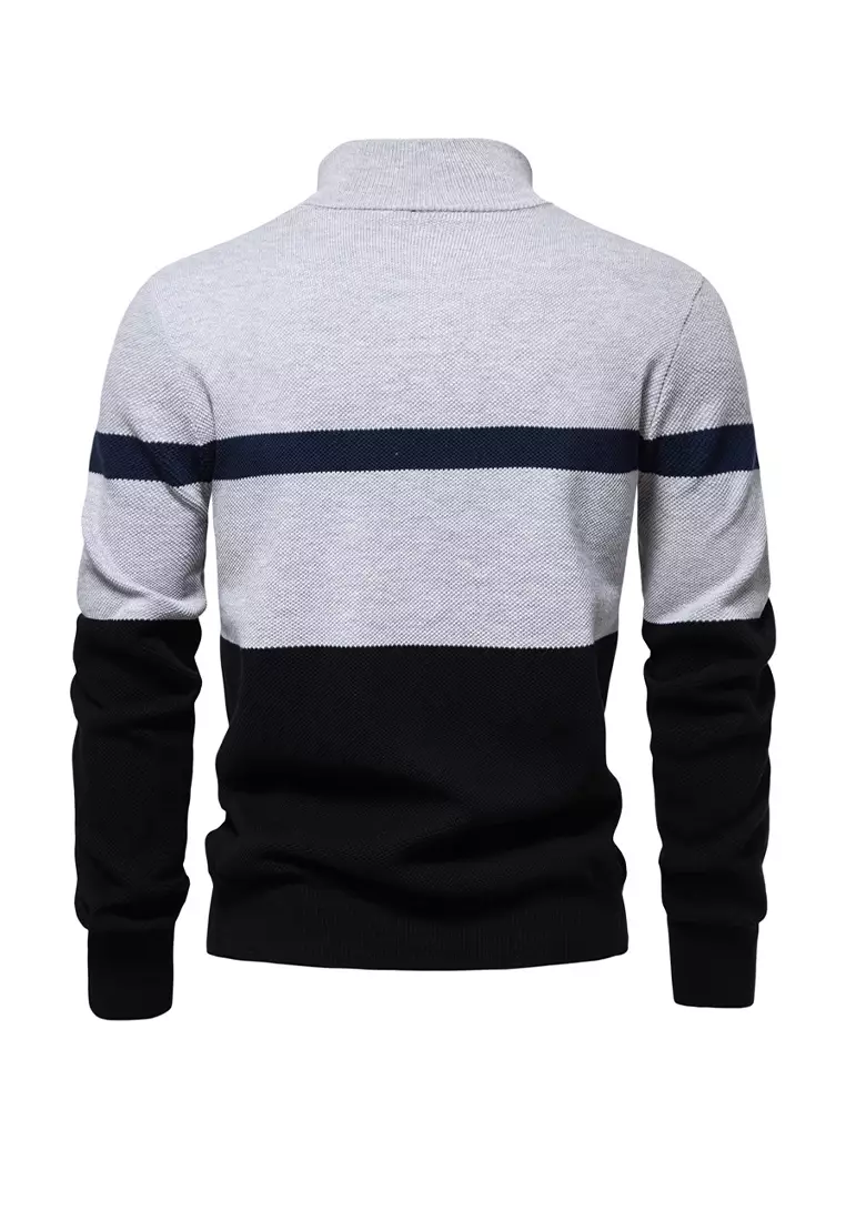 Contrast Stand Collar Knitwear AX-SW135
