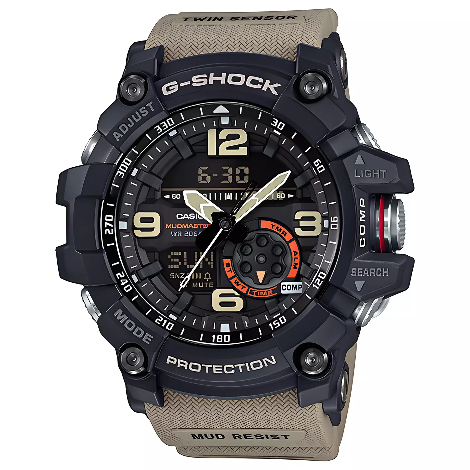 Casio G-Shock MASTER OF G-LAND MUDMASTER - Jam Tangan Analog Digital Pria - GG-1000-1A5 - Black Resin Case - Brown Resin Band
