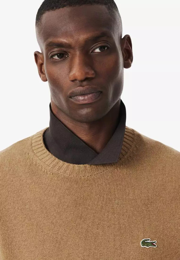 Carded Wool Crew Neck Sweater