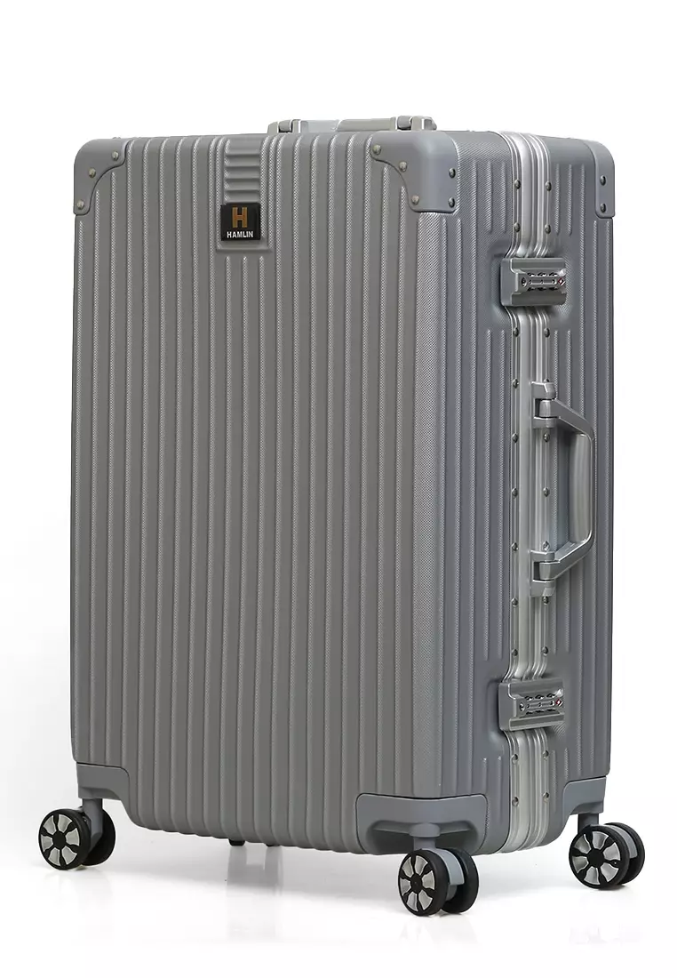 Austin Koper Unisex Classic Design Size 24 Inch Travel Bag Large Compartment TSA Lock Material Frame Alumunium Alloy ORIGINAL - Silver