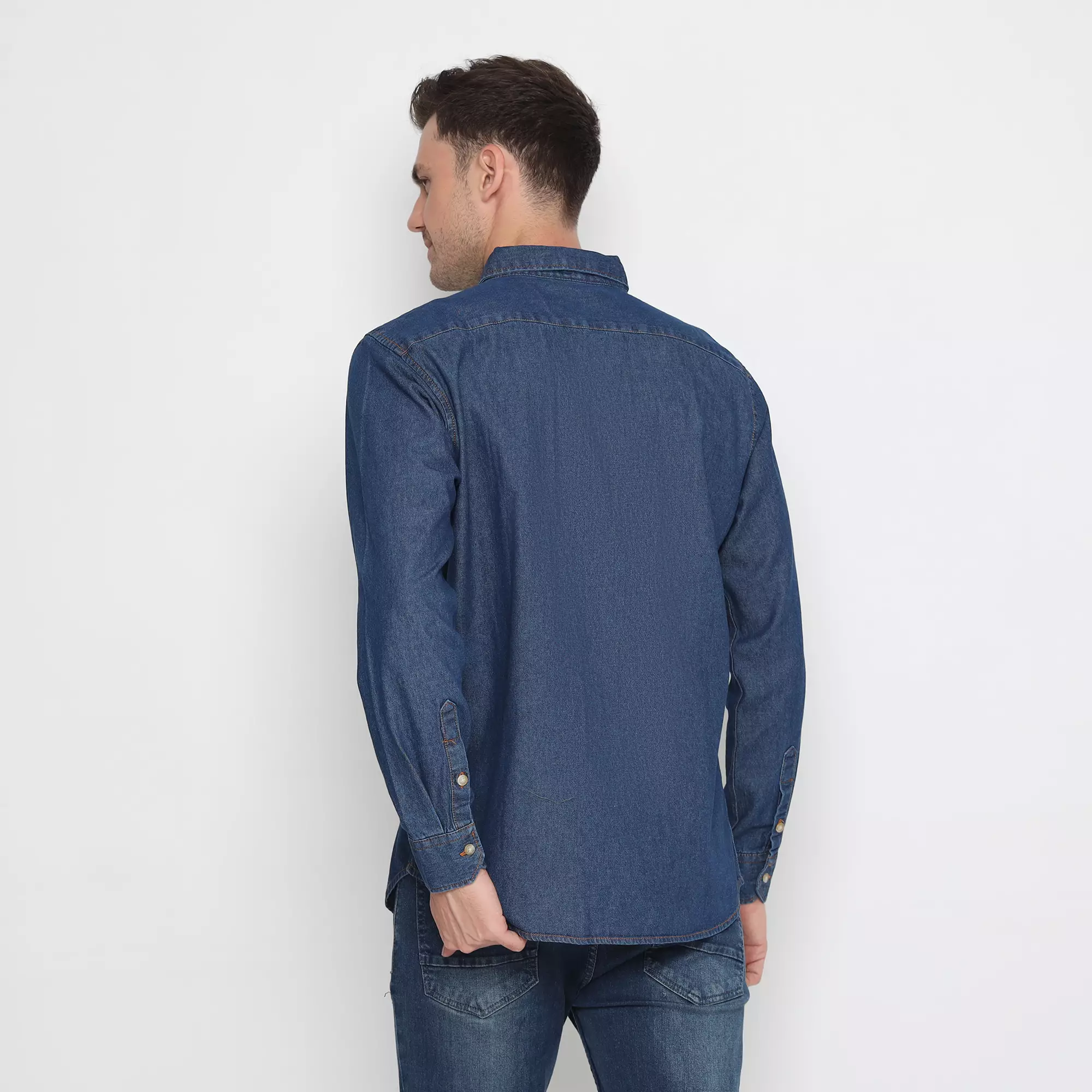 Platini Kemeja Pria Lengan Panjang Katun Denim Biru 76422