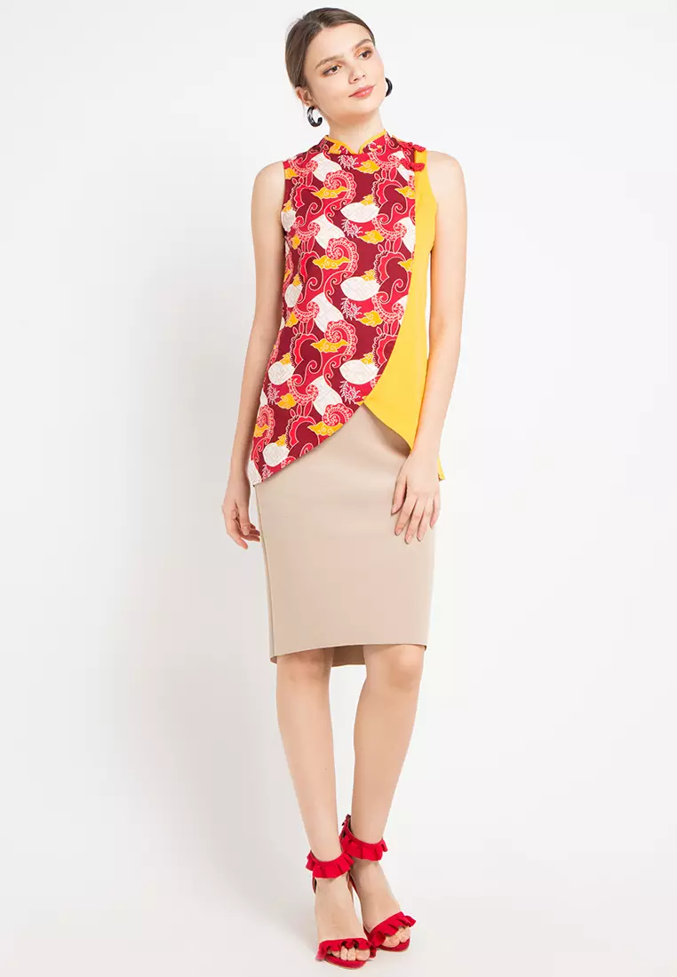 Sleeveless Cotton Print Blouse