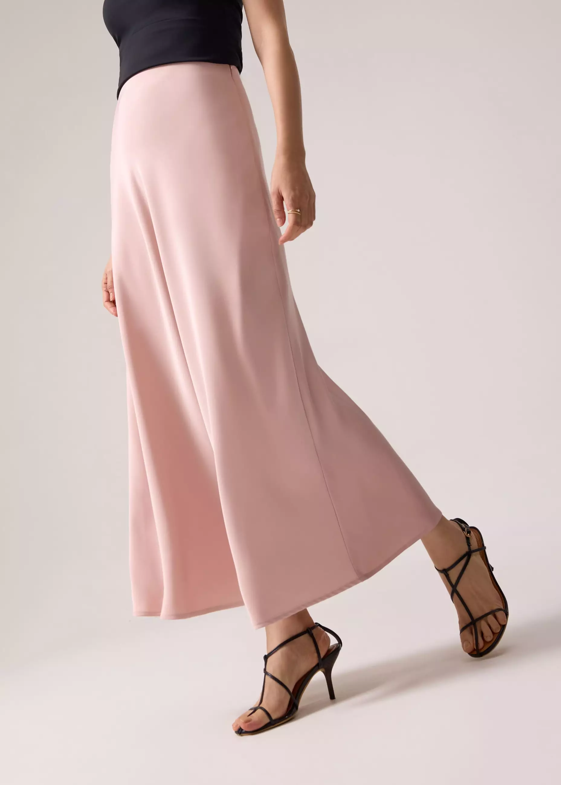 Rok Wanita - Elastic Satin High Waist Bias Cut Midaxi Skirt