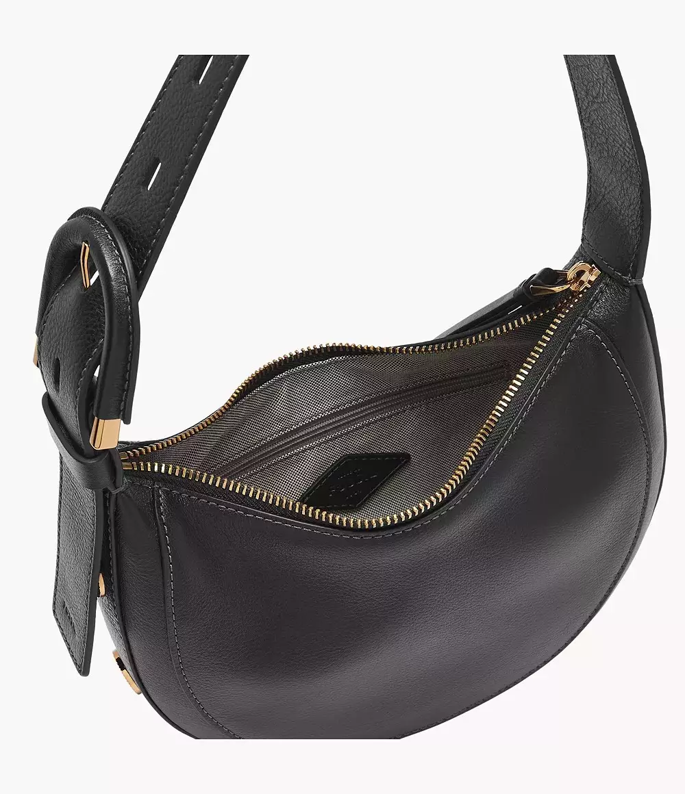 Fossil Harwell Leather Crescent Black Tas Wanita ZB1916-001