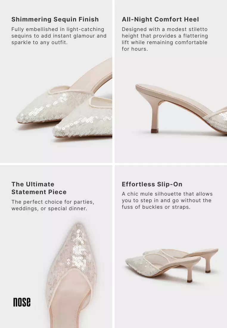 闪耀亮片喷漆跟包头穆勒鞋