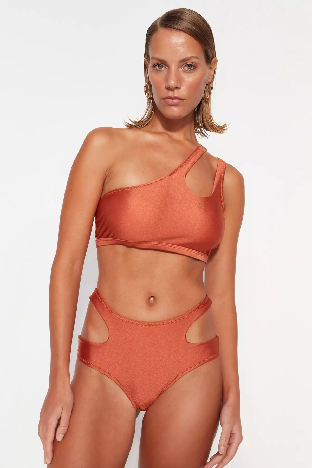 Buy Trendyol Tile One Shoulder Bikini Top With Cut Out Window 2024