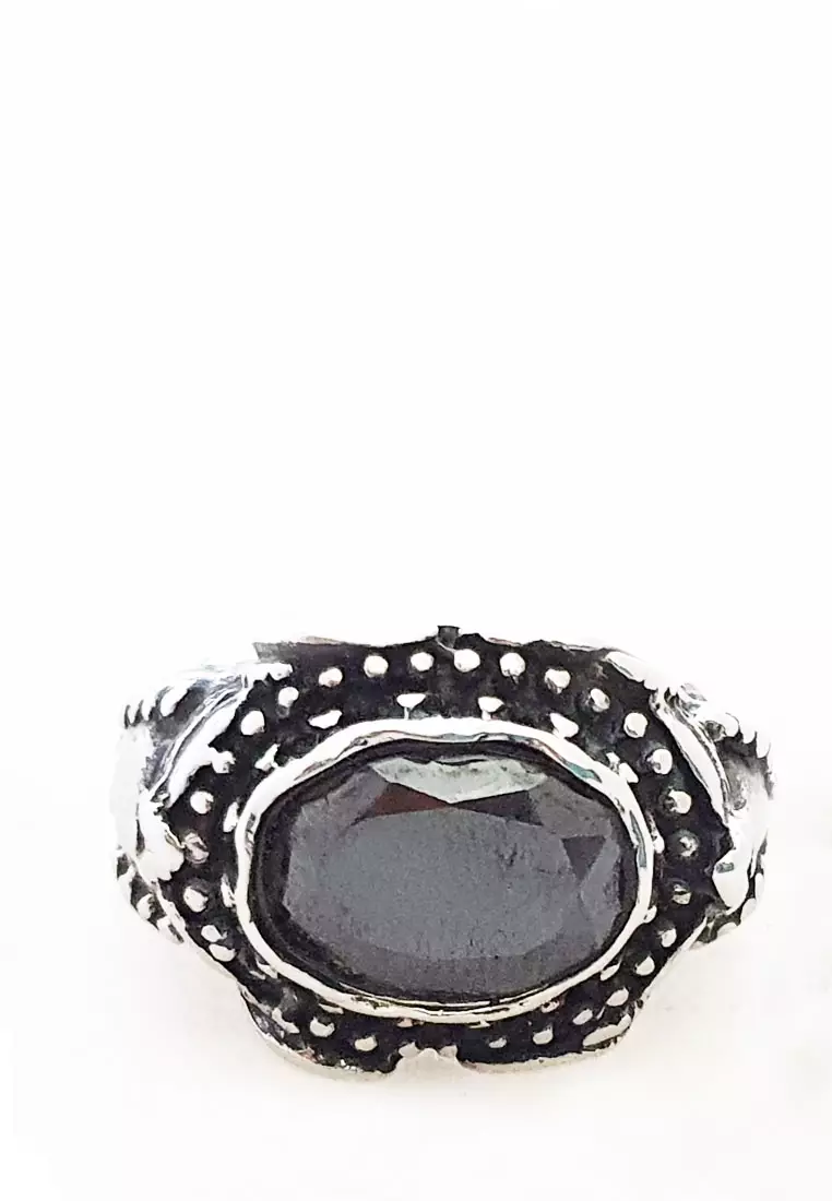 Maharaja Onyx Premium Stainless Steel Ring Silver