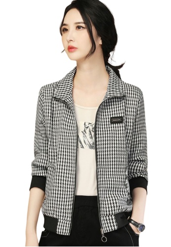 A-IN GIRLS black and white Fashion Versatile Checkered Jacket 749F8AA701A9FFGS_1